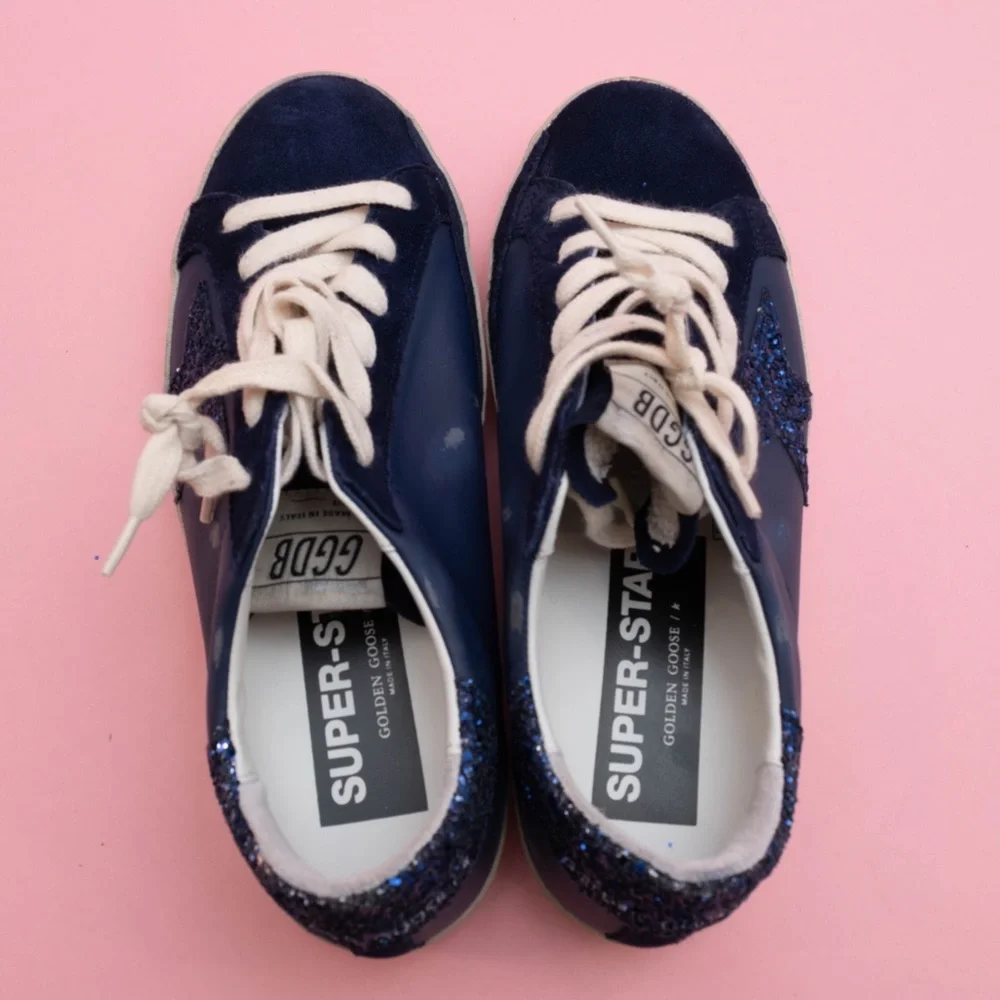 Authentic dark blue Golden Goose Superstars size 37 in excellent condition